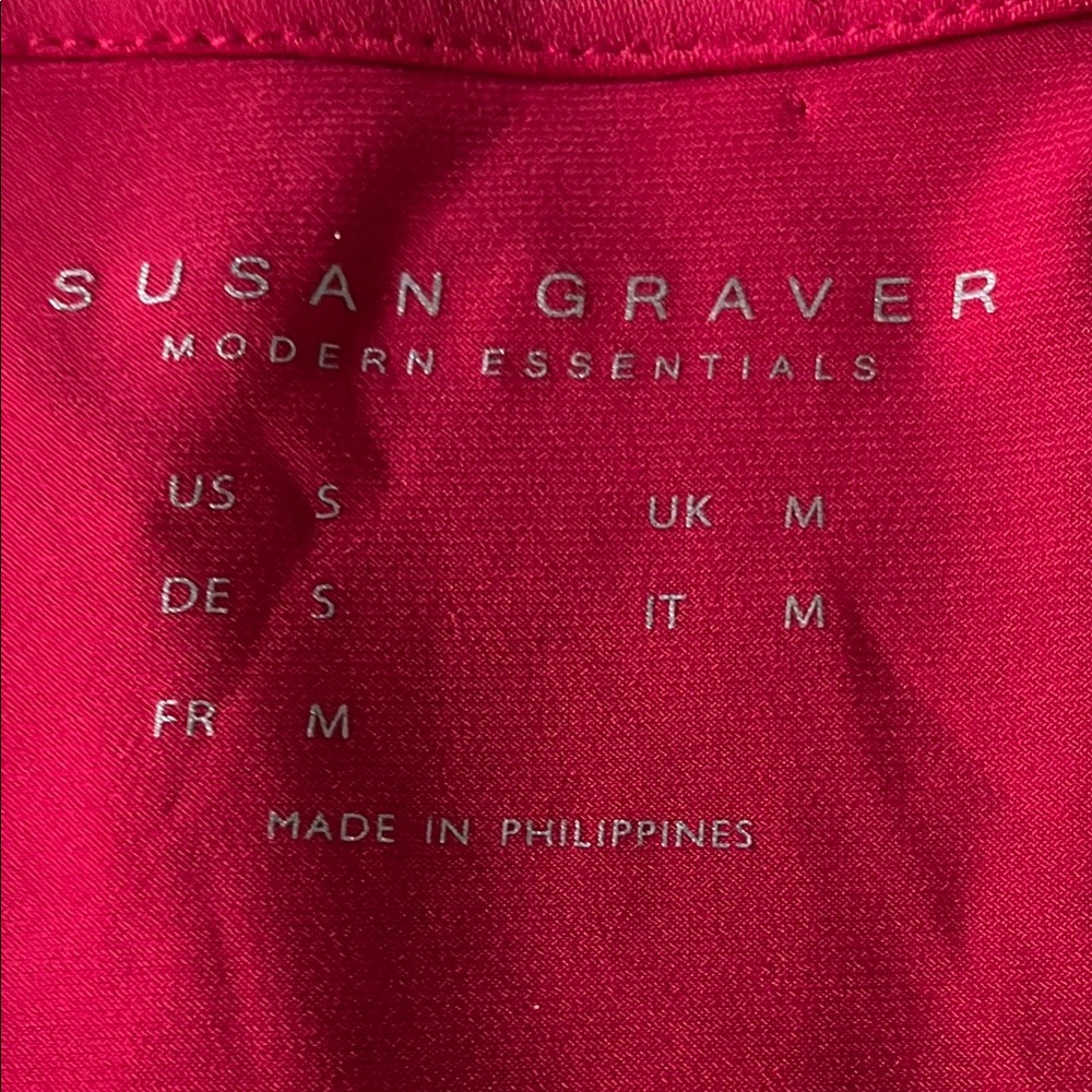 SUSAN GRAVER Modern Essentials Liquid Knit 3/4 Sleeves Tunic Fuchsia QVC Small - Picture 8 of 9